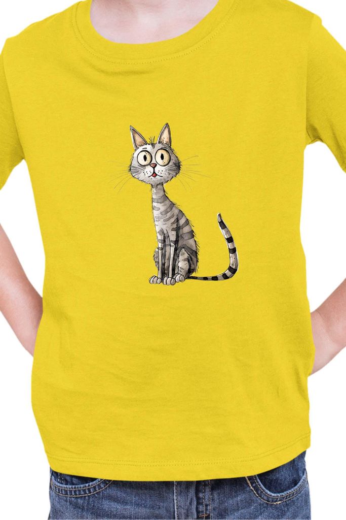 Kinder T-Shirt Funny Cats Breeds Egyptian Mau Cat 020, 9-11 Jahr - 140 / Gelb