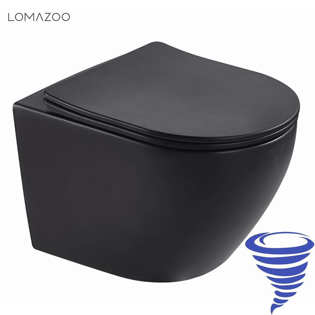 LOMAZOO LINEA Hänge-WC - Schwarz - Rund Produktbild 