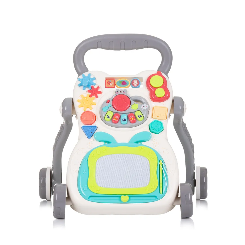 Trotteur d'activité bébé Funny Game Gris avec table de dessin intégrée
