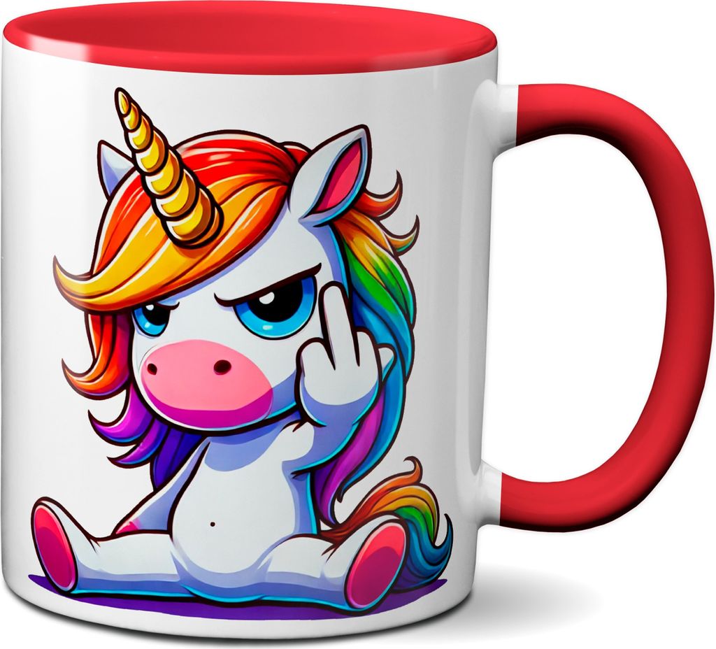 TassenKing Tasse Einhorn Mittelfinger Tasse Kaffee Tee Becher Büro Arbeit Einhorntasse Arbeitskollegin Frauen Kollegin Freundin lustig Bürotasse ...