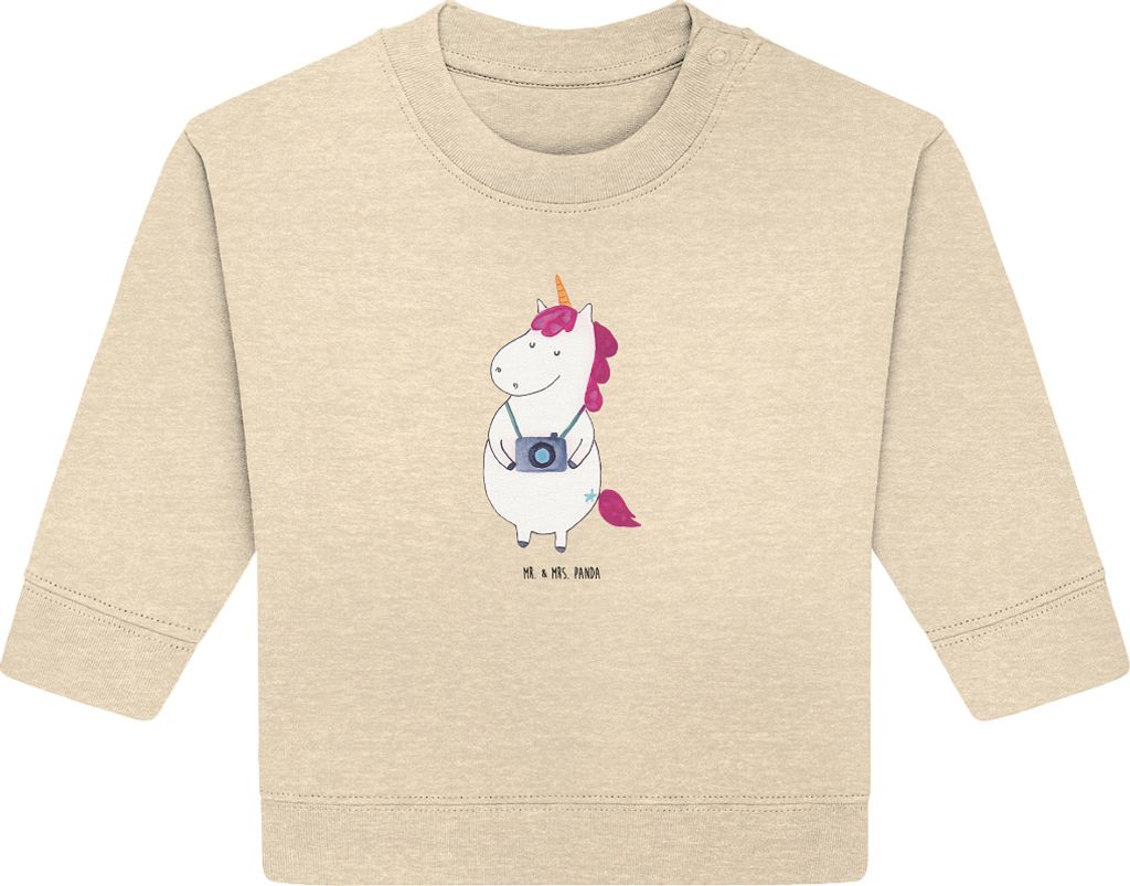 Mr. & Mrs. Panda Organic Baby Pullover Einhorn Fotograf 24. - 36. Monat - Natural Raw - Geschenk, Reisen, Bullover, Einhörner, Kamera, Urlaub, Uni...