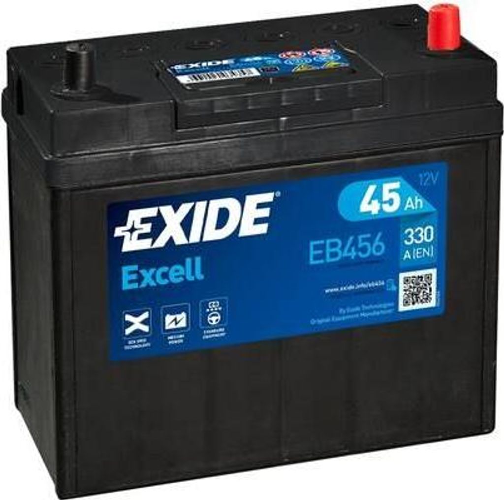 EXIDE EB456 Starterbatterie OE 28800YZZAA kompatibel mit Accord, City, Civic, Jazz, MX-5, Micra, Corolla, RAV 4
