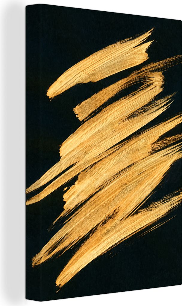 OneMillionCanvasses - Leinwandbilder - 90x140 cm, Gold - Farbe - Streifen - Luxus - Abstrakt, Wandbilder Kunstdruck Wanddekoration - Foto auf Lei...
