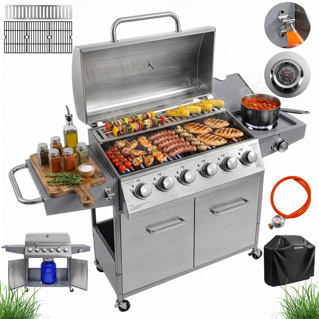 Grill gazowy ogrodowy 20,3kW BERGMANN NL006 7 palników stal Zdjęcie produktu 