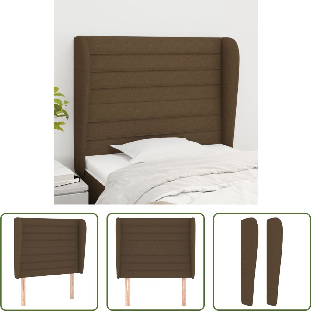 The Living Store Kopfteil mit Ohren Dunkelbraun 83x23x118/128 cm Stoff
