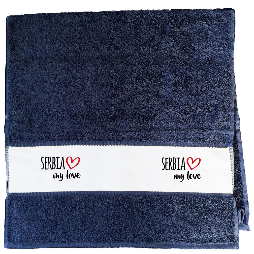 Huuraa Handtuch Serbia my love 50x100cm French Navy Baumwolle Handtuch Geschenkidee