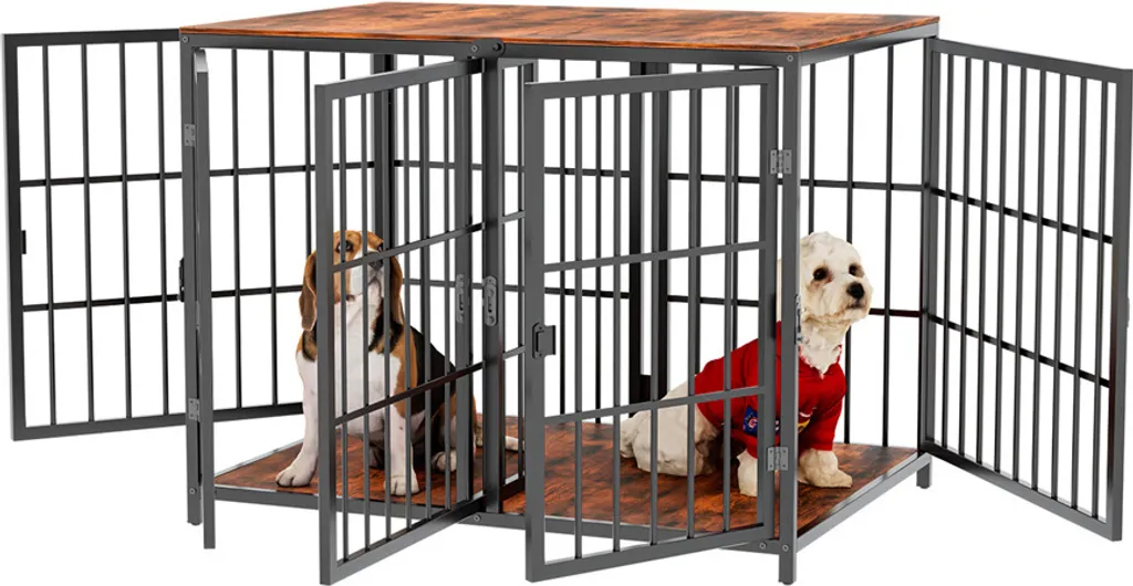 WISFOR Box Chien Intérieur 90 cm - Cloison Amovible & 4 Accès Métal