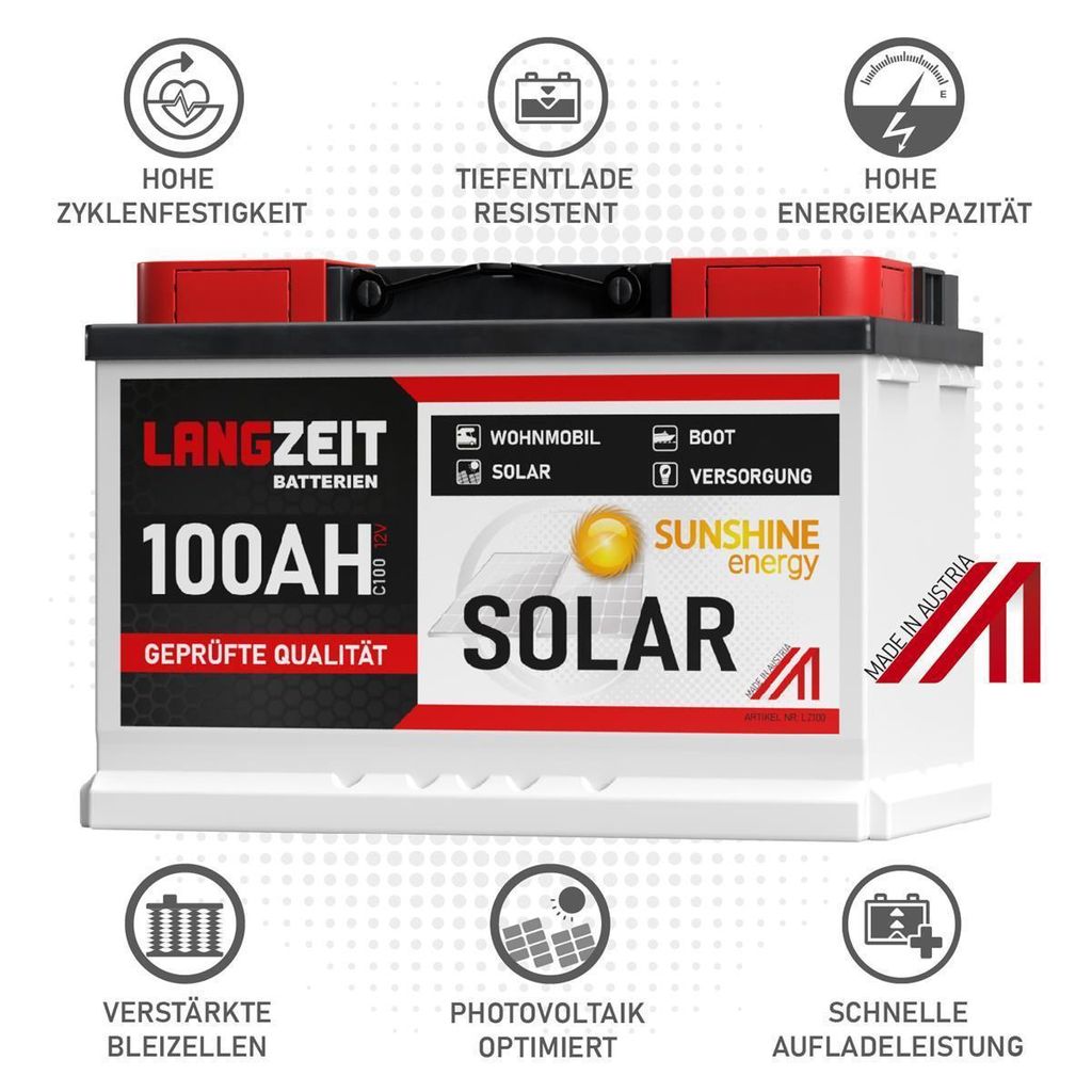 Langzeit Solarbatterie SMF 100Ah 12V, 108,32 €