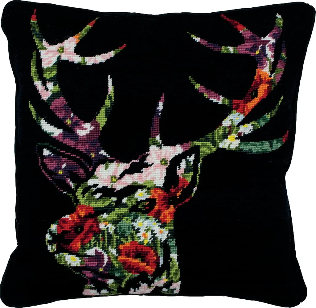 Kit DIY Coussin à Broder Cerf 40x40 cm - Loisir Créatif Gobelin Anchor