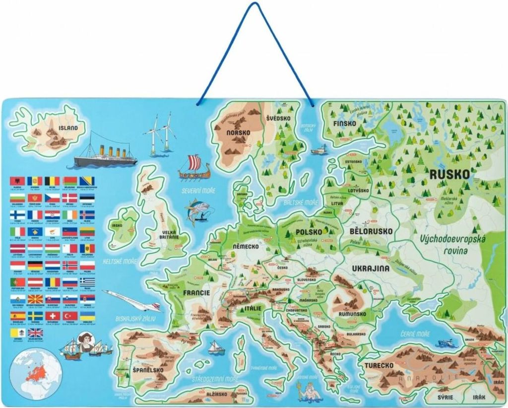 Magnetická mapa EURÓPY, spoločenská hra 3 v 1, ČJ Obrázok produktu 