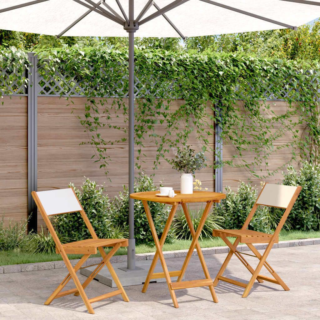 (NEU 2026) 3-tlg. Bistro-Set, Balkonmöbel, Cremeweiß Stoff und Massivholz - Gartenmöbelgarnituren - 16.3 kg