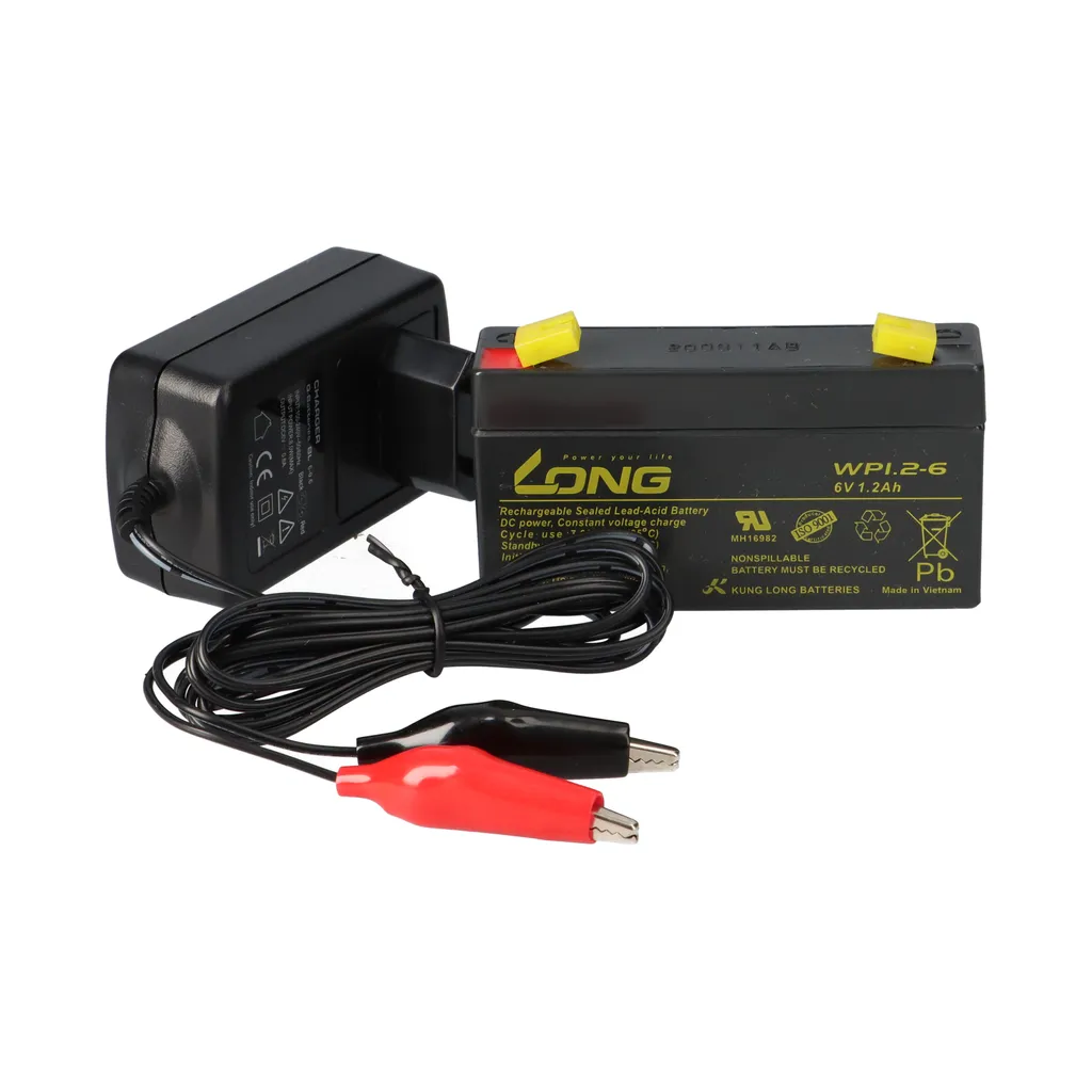Batteria per Macchinine Elettriche 6V 1.2Ah KungLong + Caricatore Set