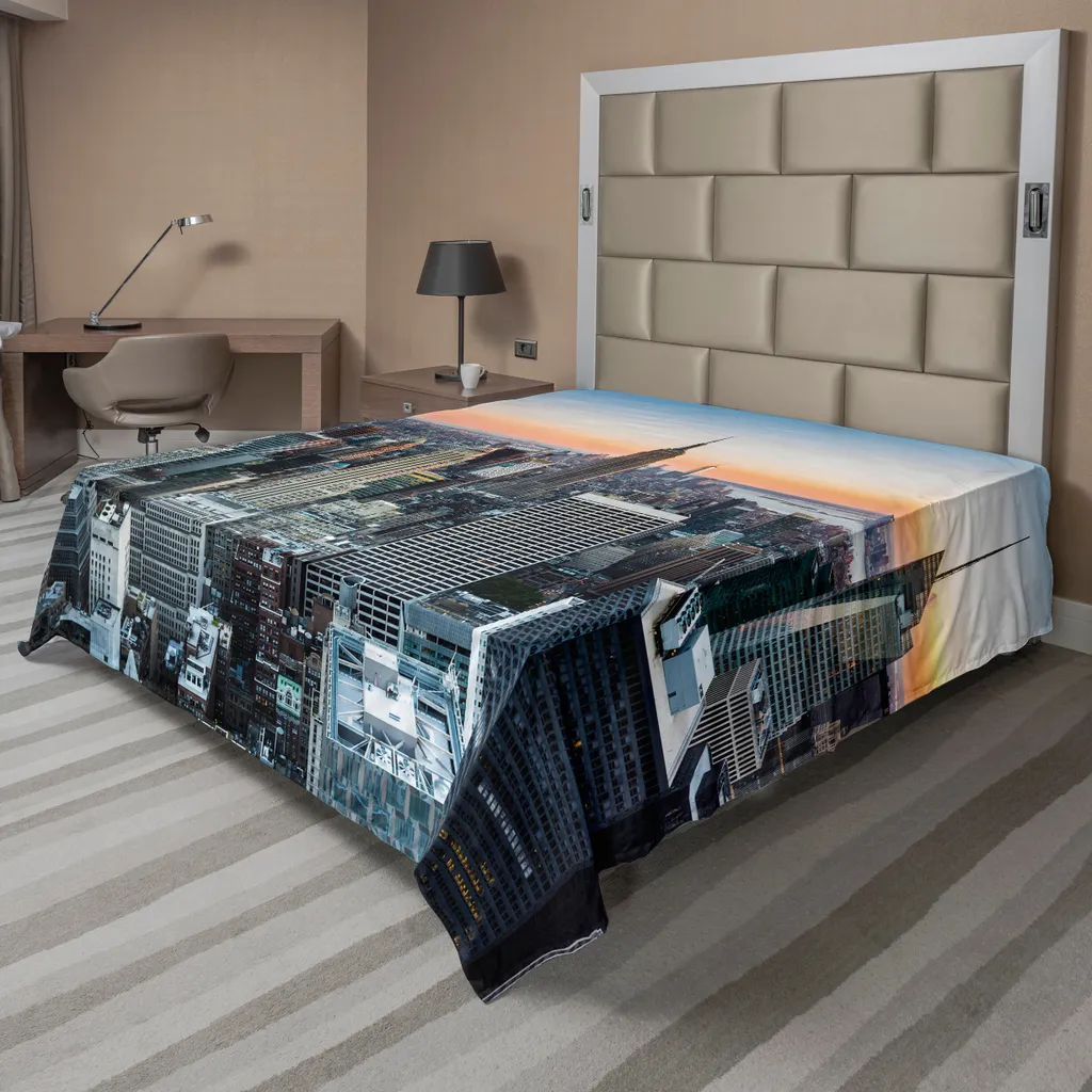 Drap de lit pour décoration de chambre moderne motif New York Skyline