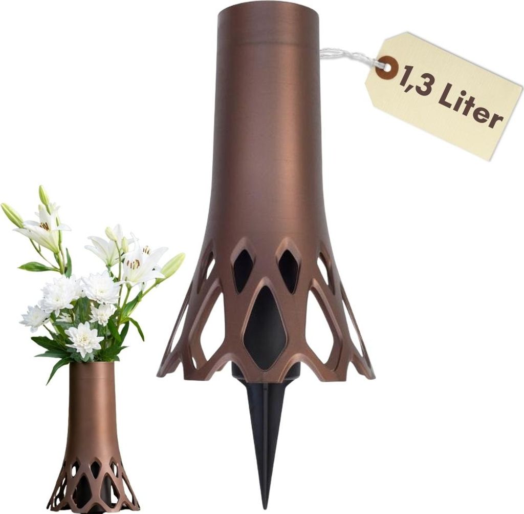 Grabvase Erdspieß Grab Vase Friedhof Wetterfest Grabschmuck Produktbild 