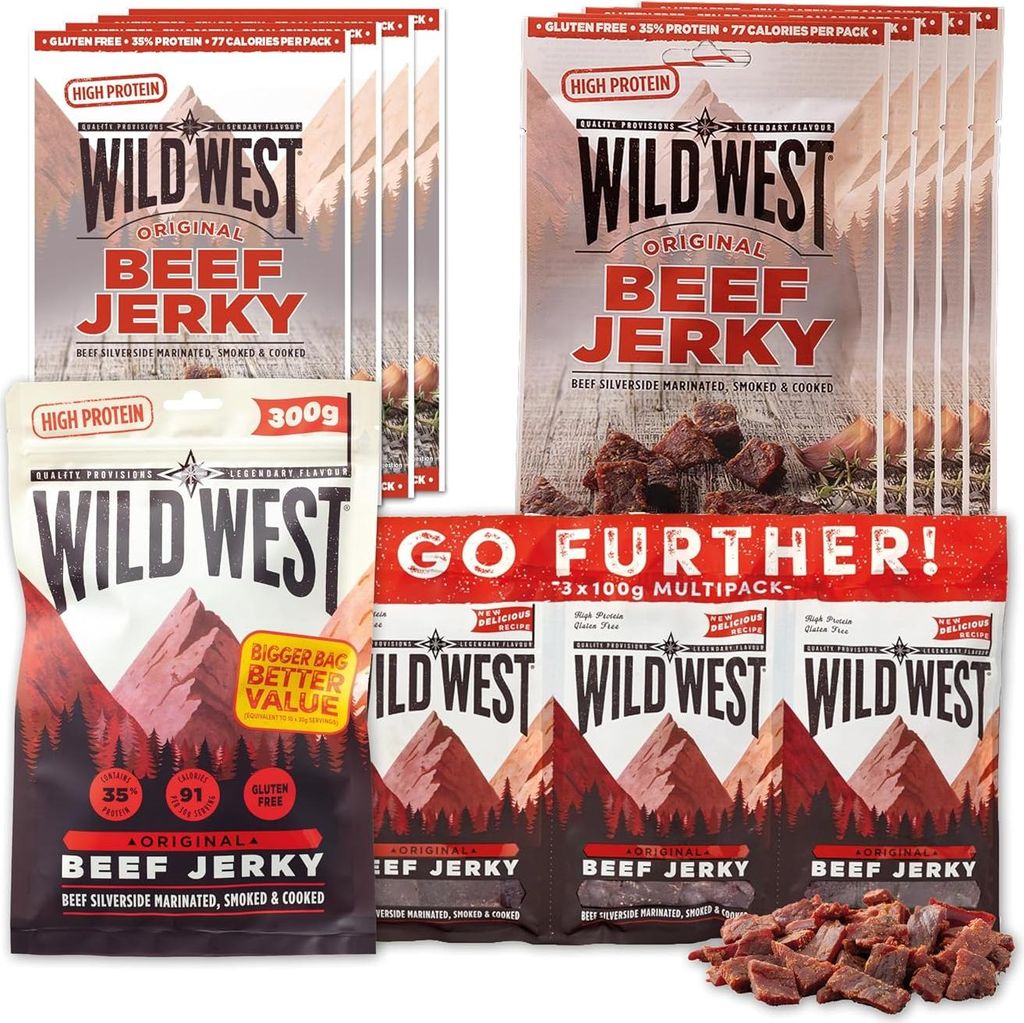 Wild West Beef Jerky 1kg Set Original Rindfleisch Snacks Paket Trockenfleisch