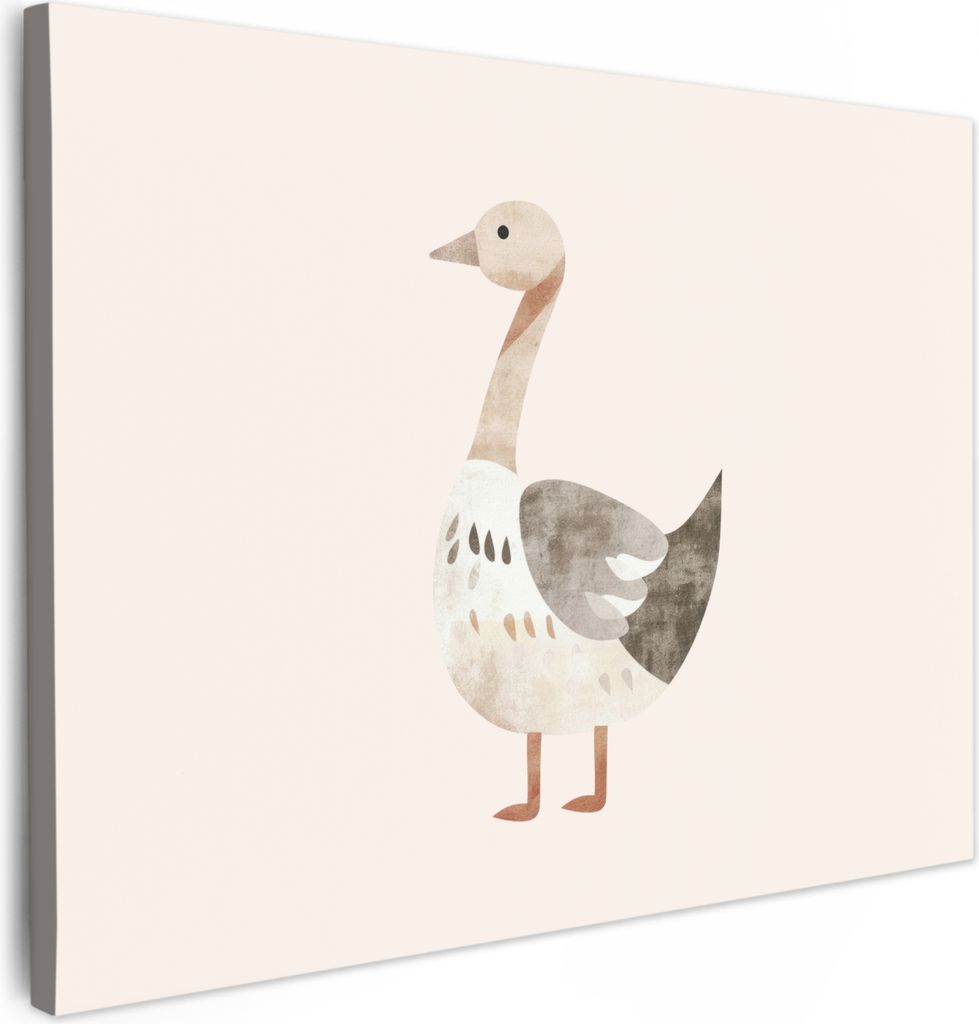 Leinwand Bilder 70x50 cm - Kinder Beige - Ente - Bauernhof, Bilder Wohnzimmer Modern, Wanddeko