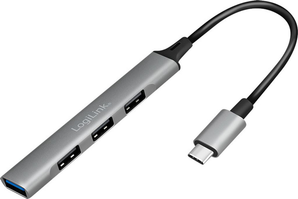 LogiLink USB 3.2 Gen 1 Slim Hub 4-Port Aluminiumgehäuse grau