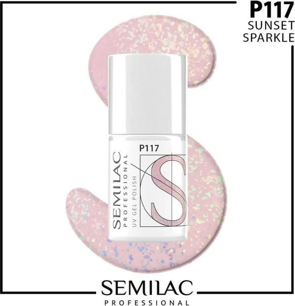 Semilac P117 Sunset Sparkle 7ml: Smalto Gel Glitter Effetto Estate