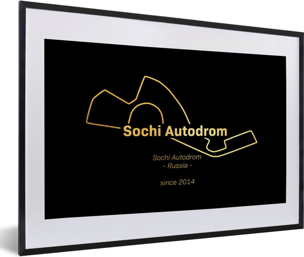 MuchoWow Gerahmtes Poster F1 - Sotschi - Rennstrecke 60x40 cm - Poster mit Schwarzem Bilderrahmen Wandposter Rahmen Foto Bilder - Schlafzimmer - ...