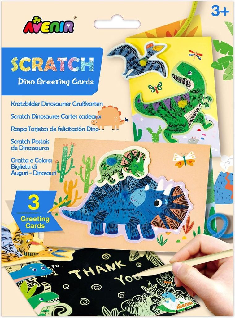 Dinosaurier-Rubbel-Grußkarte für Kinder, lustige Überraschung
