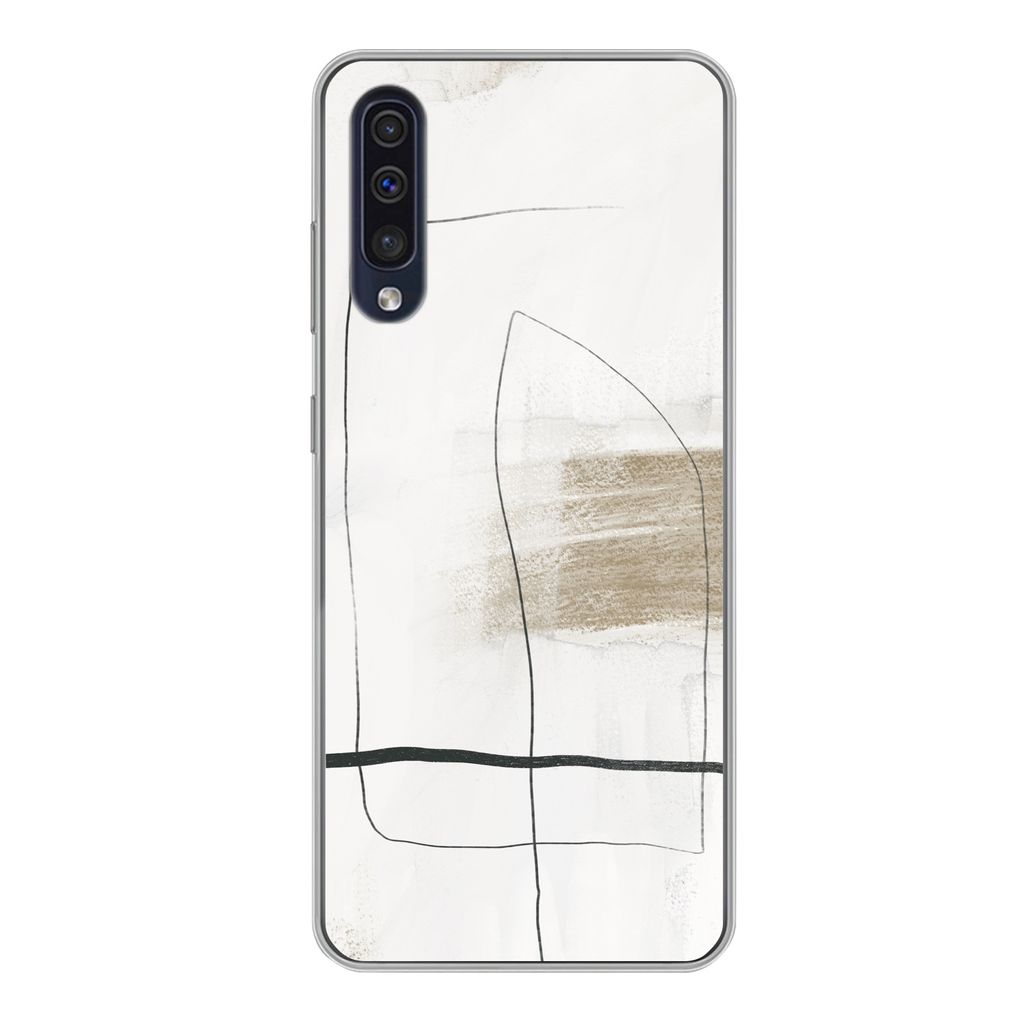 MuchoWow Handyhülle Schutzhülle Hülle für Samsung Galaxy A50 Farbe - Minimalismus - Schwarz Silikon Softcase Handy Hülle - Mobiltelefonhülle