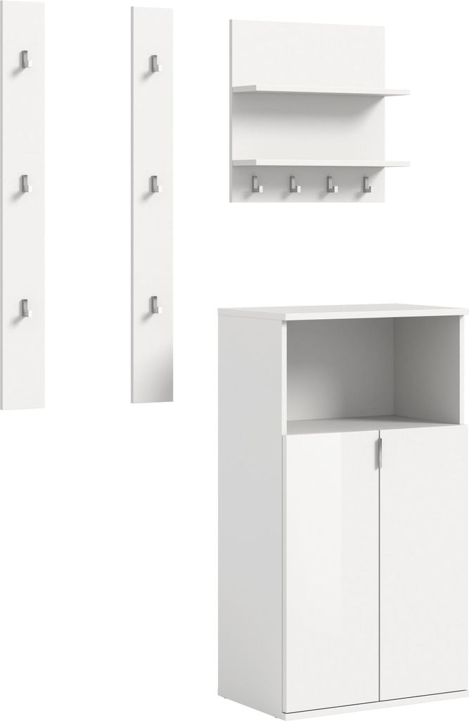ProjektX Garderobenmöbel Set 3 Teile weiß Hochglanz.