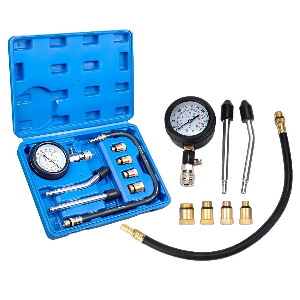 Kompressionsmesser Kompressionstester Kompressionsprüfer Testgerät Benzinmotor 0-300 psi Verdichtungsmesser Set im Koffer Kompressionstester Mess...