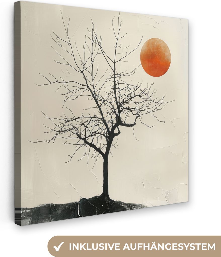 MuchoWow - Leinwandbilder - Baum - Sonne - Modern - Landschaft, Wandbild, Wanddeko Bilder Wohnzimmer, 20x20 cm