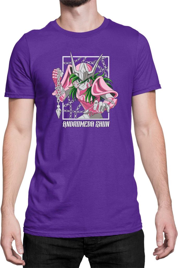Herren T-Shirt Japan Anime Manga Saint Anime Seiya Andromeda Shun 01, Man XL / Lila