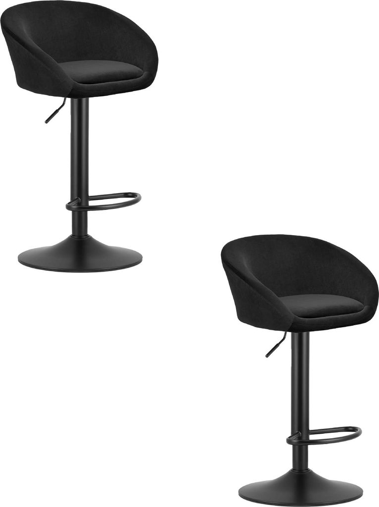 EAST Hocker - schwarzer Samt / schwarze Basis x 2