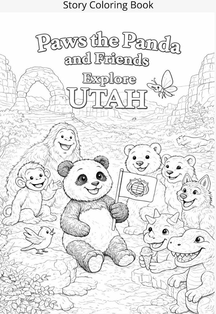 Paws the Panda and Friends Explore Utah Coloring Book