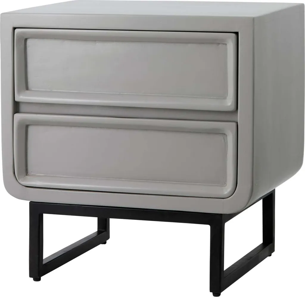 Table de Nuit Design Gris Noir pour Chambre Moderne - Modèle Ledro 45cm