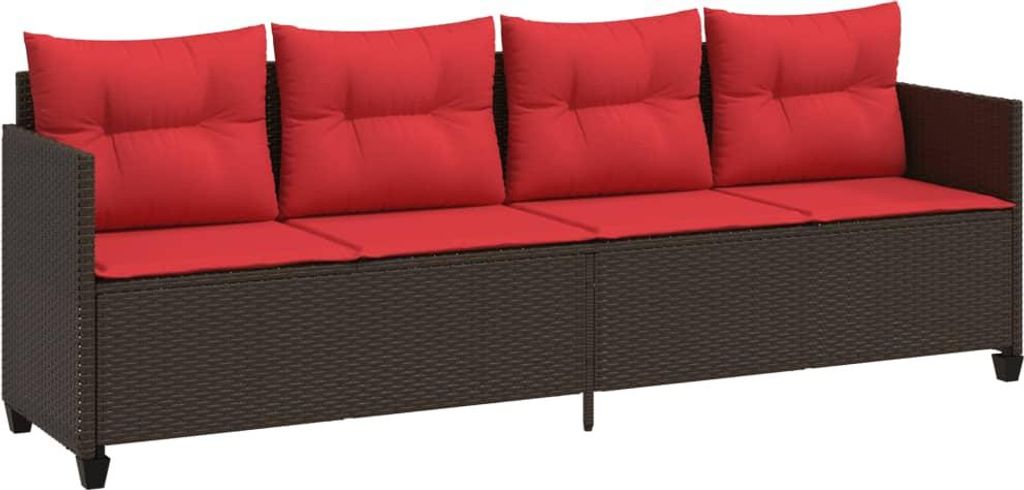 Sonnenliege mit Kissen Braun Poly Rattan