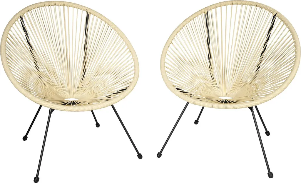 Lot de 2 chaises de jardin Santana beige résistantes aux UV et pluie