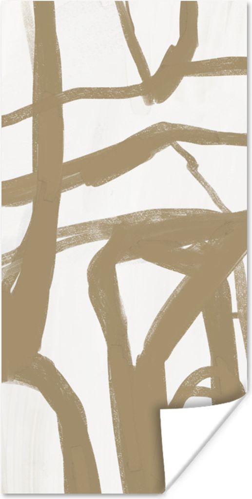 MuchoWow Poster Braun - Weiß - Abstrakt 80x160 cm - Kinderzimmer