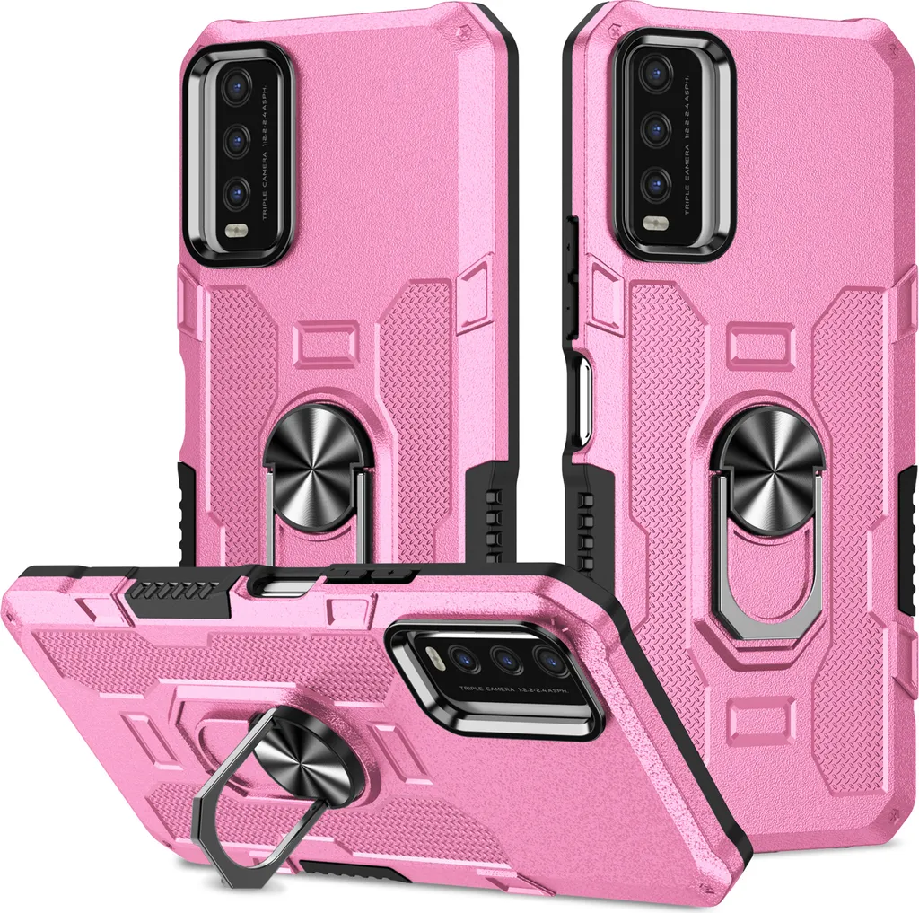 Custodia VIVO Y20 Rosa Rinforzata con Anello Girevole e Supporto