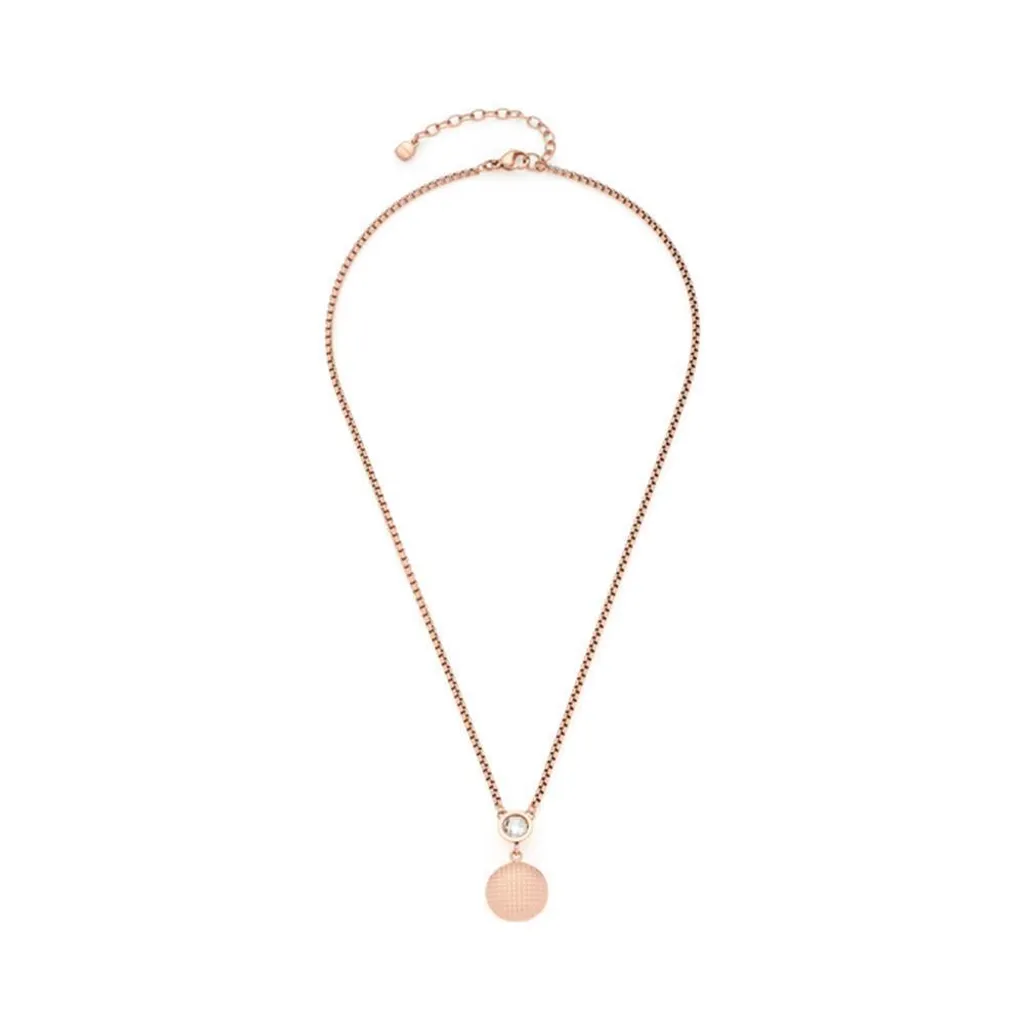 Collier Delicato Leonardo en Acier Inoxydable Rose et Verre Brillant