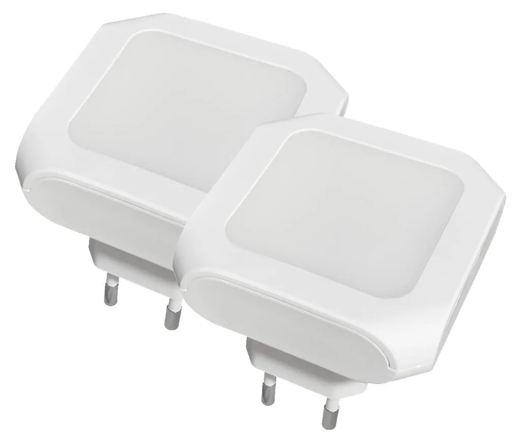 Lot de 2 veilleuses LED INF 0,6W avec capteur de luminosité prise EU