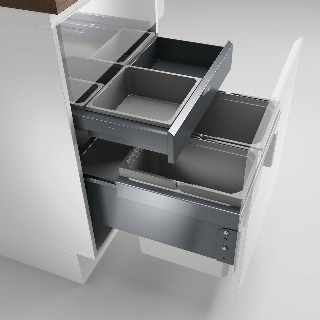 Naber, Cox Base K1 500-2 mit Base-Board. Abfallsammler, hellgrau, Höhe 460 mm - Mülleimer