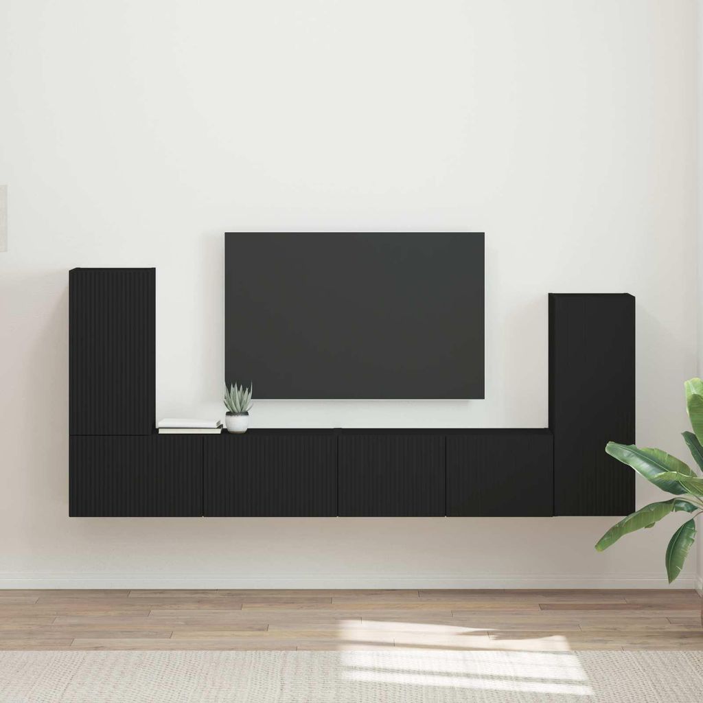 Maison Exclusive - TV-Schrankset 4 pcs Schwarz Holzwerkstoff