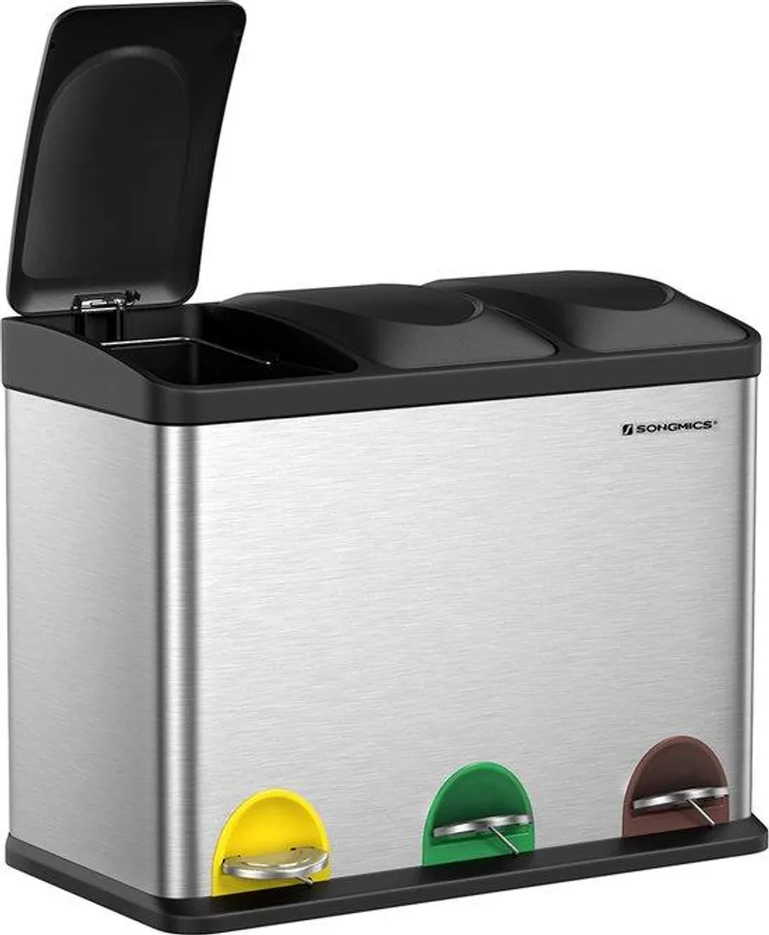 Poubelle de recyclage cuisine 3 compartiments 45L pour trier facilement