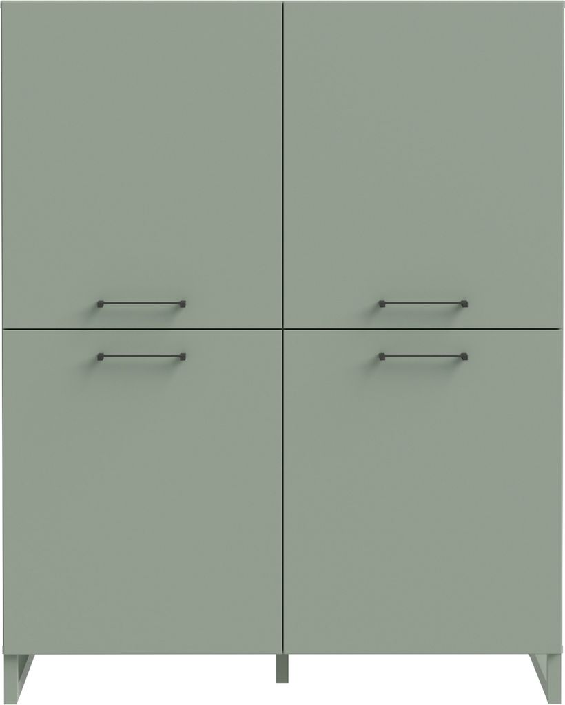 Highboard >SILBA< 4 Türen, Salbei - 109,9x138,2x41,1cm (BxHxT)