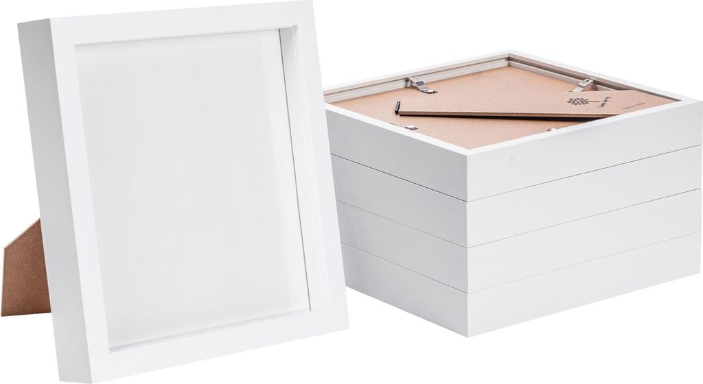 5x weiß 8 "x 8" 3D Box Fotorahmen - stehendes hängendes Produktbild 
