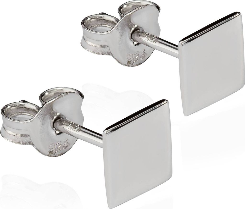 Paar kleine Ohrstecker Platte 925 Silber anlaufgeschützt Produktbild 