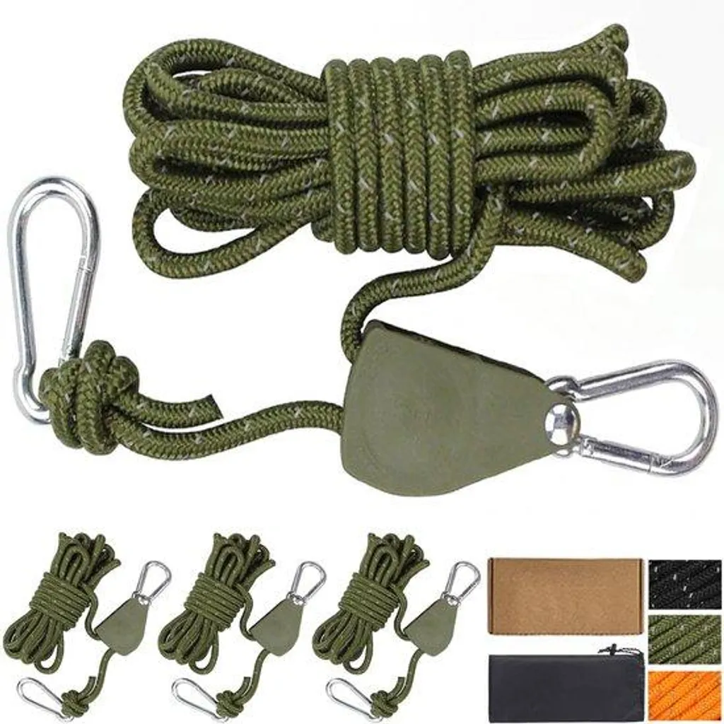 Corde de tente réfléchissante verte 4mm évite les chutes camping 4 mètres