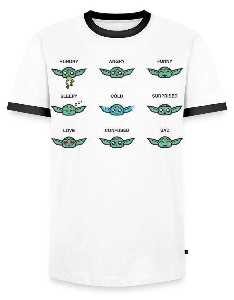Star Wars: Mandalorian Grogu Emotionen Männer Kontrast T-Shirt, XXL, Weiß/Schwarz