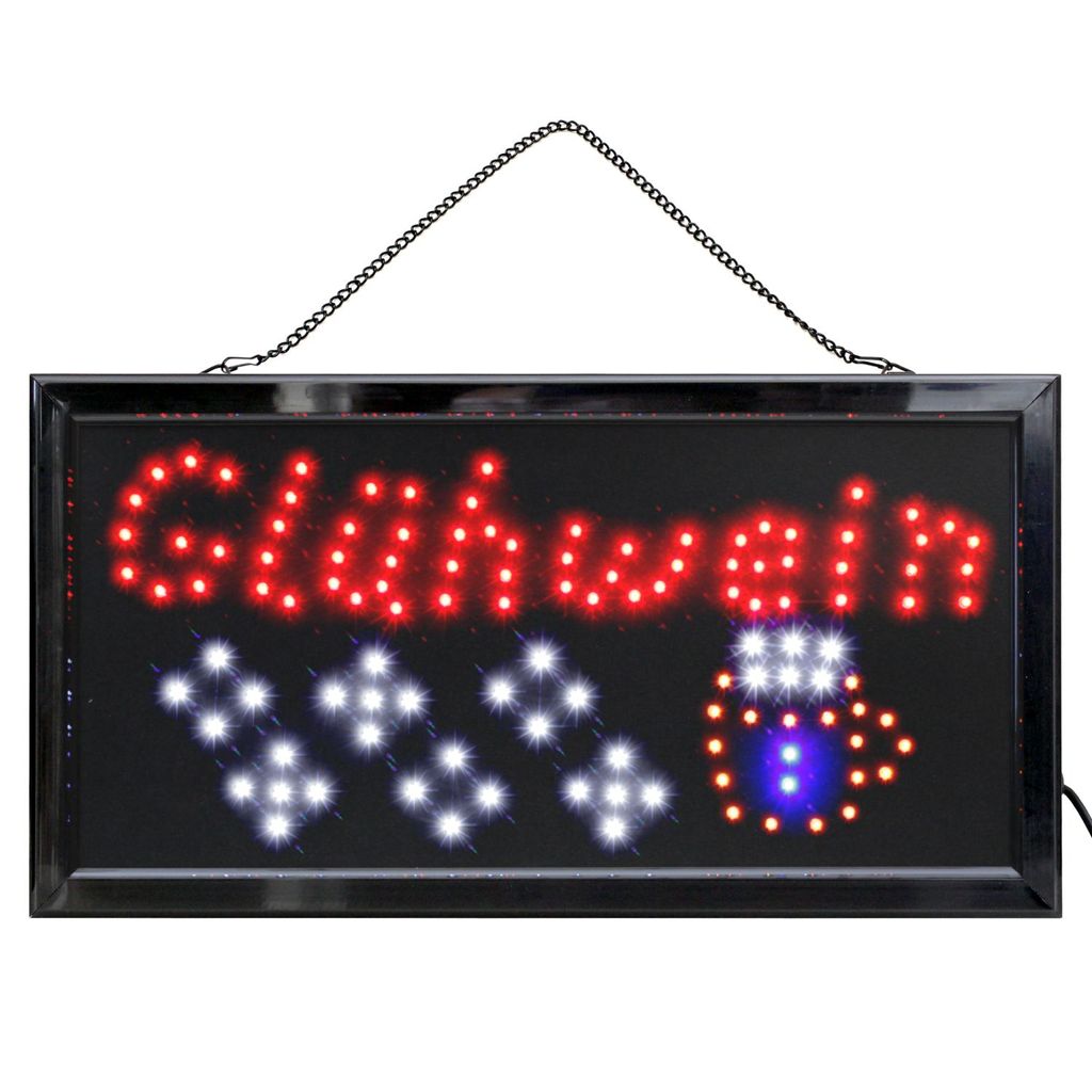 LED Schild Glühwein beleuchtet Weihnachtsmark