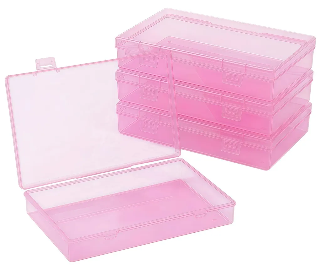 Boîte de rangement 4 cases en plastique rigide avec couvercle hermétique