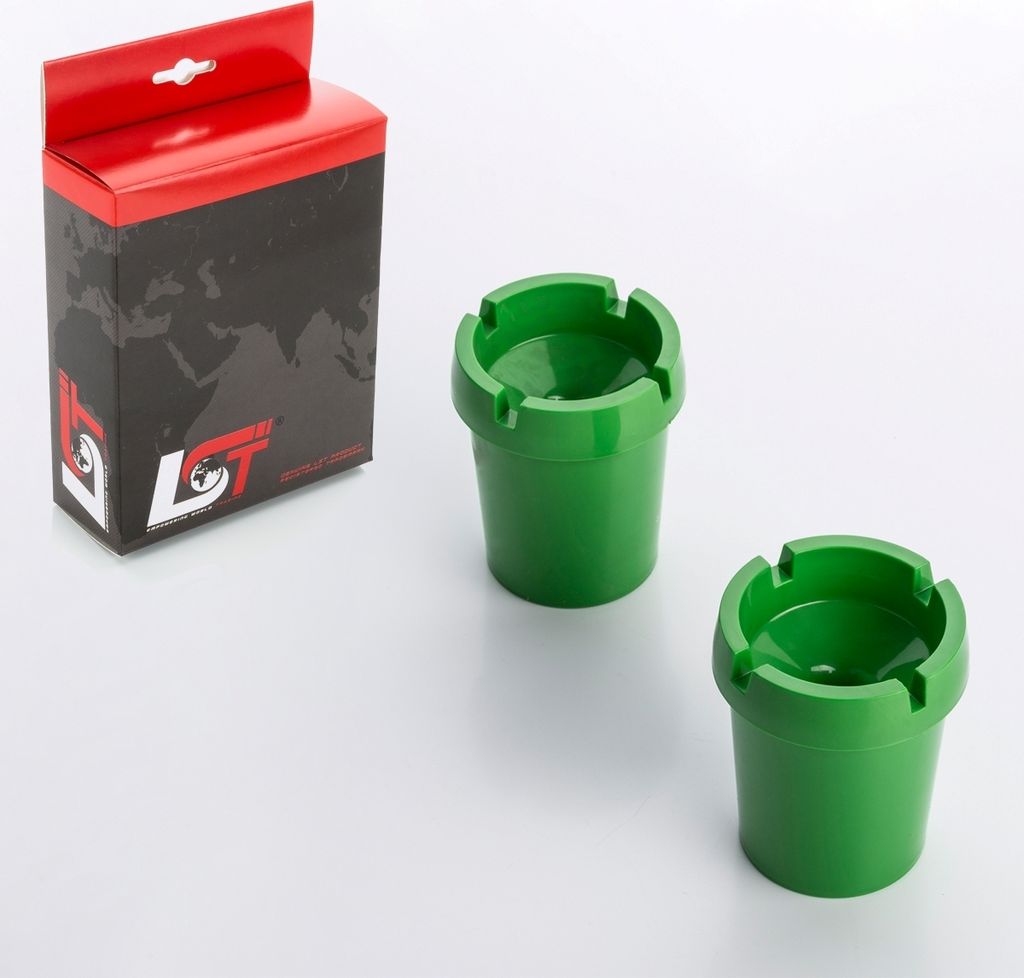 2x Aschenbecher Sturmaschenbecher rauchfrei Getränkehalter grün Kunststoff