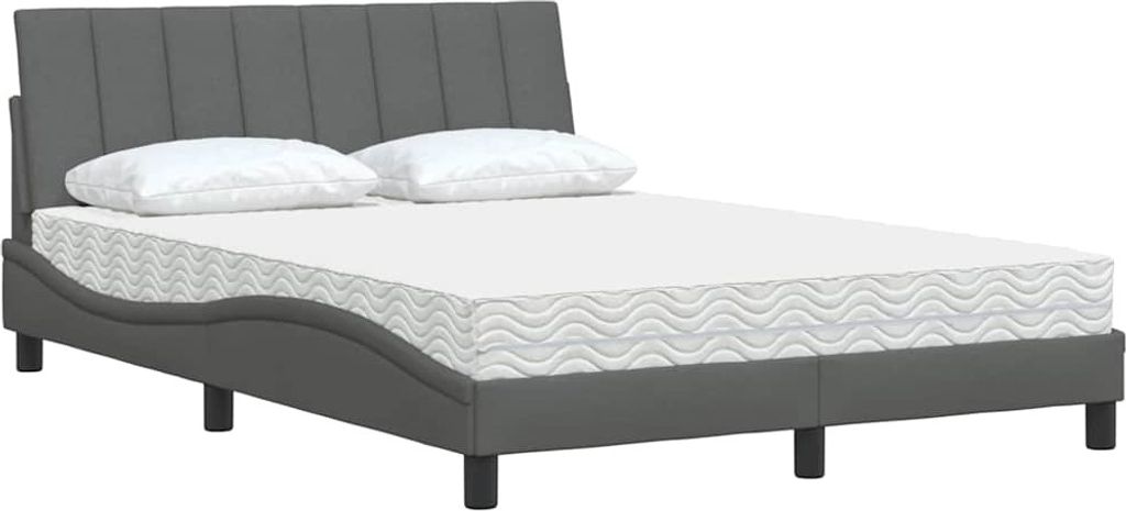 Eleganter Möbel Bett mit Matratze Dunkelgrau 140x200 cm Stoff - Klassische Betten - 749044
